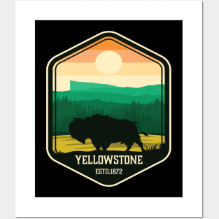 Bison on Yellowstone National Park Graphic Design T-shirt Posters and Art